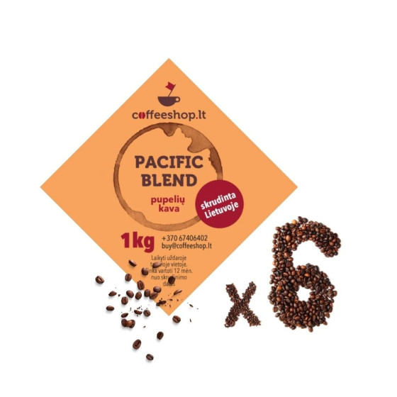 6 vnt rinkinys Pacific blend kavos pupelių